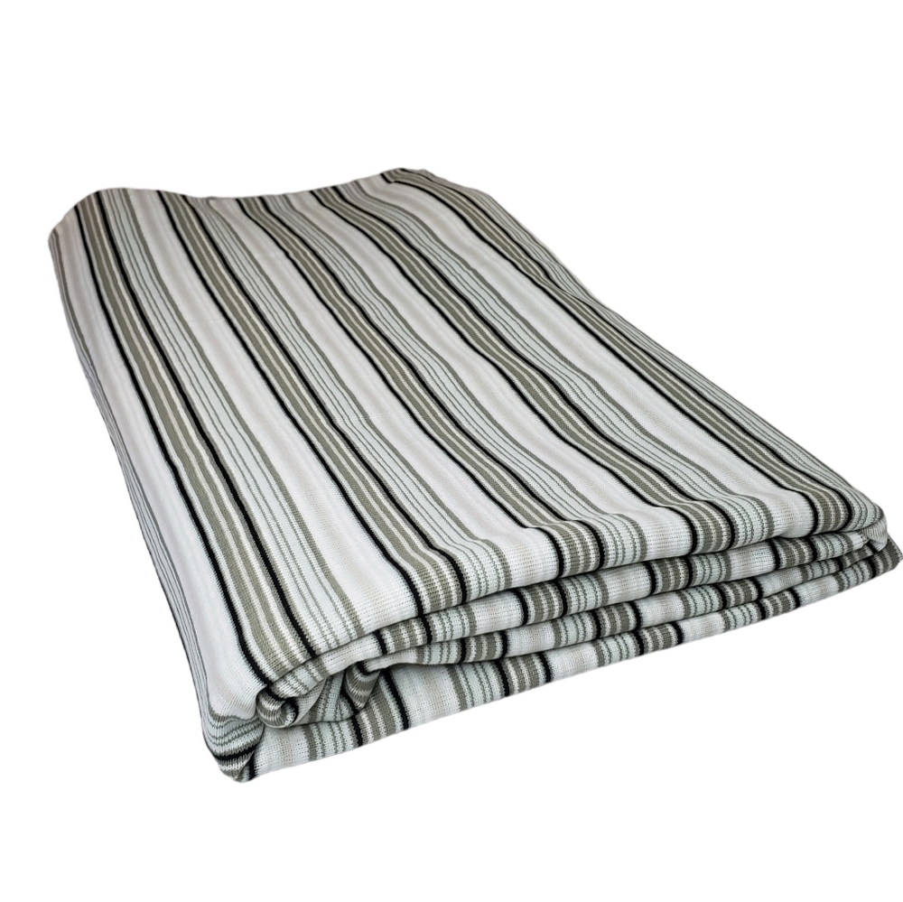 Olive Green Striped Fabric Scrap For Sewing Crafts Projects